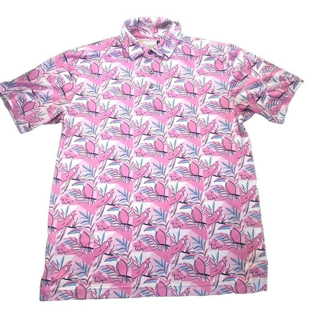 Nicklaus Eco Choice Tropical Bird Golf Polo Colorful Dopamine Sporty Size S